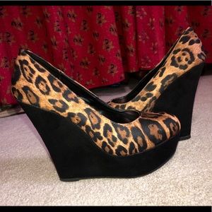 Brash leopard wedge heels